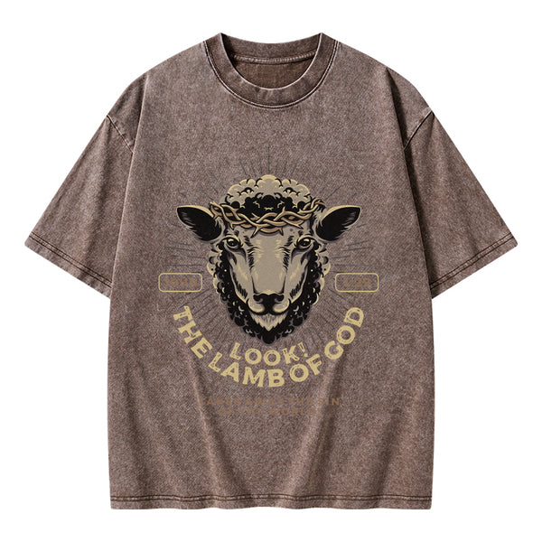 GC-WTSA1653 Look! The Lamb Of God Christian Washed T-Shirt