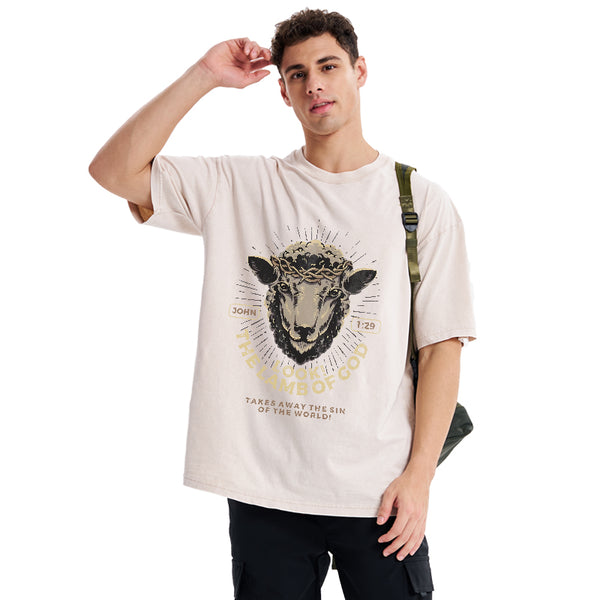 GC-WTSA1653 Look! The Lamb Of God Christian Washed T-Shirt