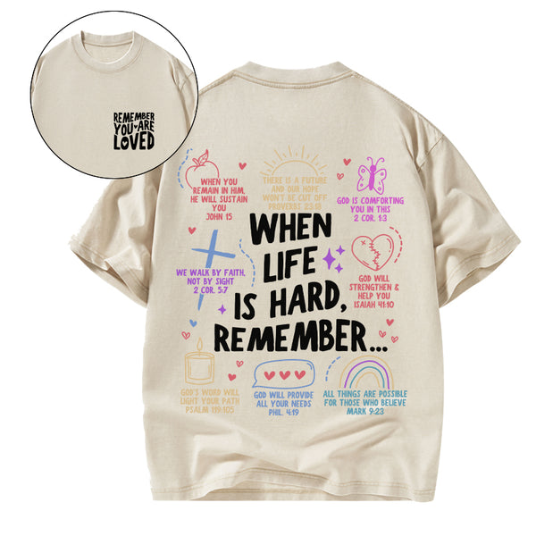 GC-WTSA1657 When Life Is Hard Remenber Christian Washed T-Shirt