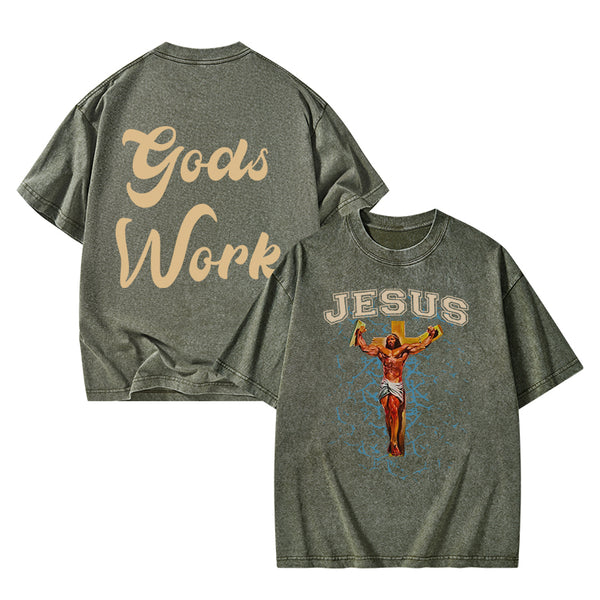 God Works Chrisian Washed T-Shirt