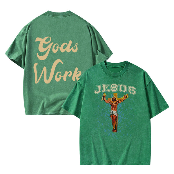 God Works Chrisian Washed T-Shirt