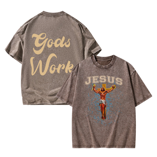 God Works Chrisian Washed T-Shirt