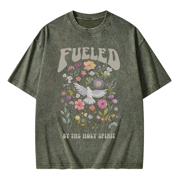 GC-WTSA1670 Fulled By The Holy Spirit Christian Washed T-Shirt