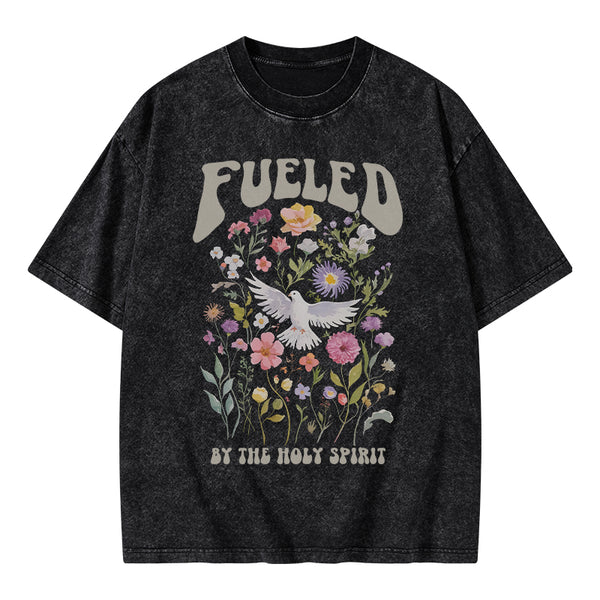 GC-WTSA1670 Fulled By The Holy Spirit Christian Washed T-Shirt