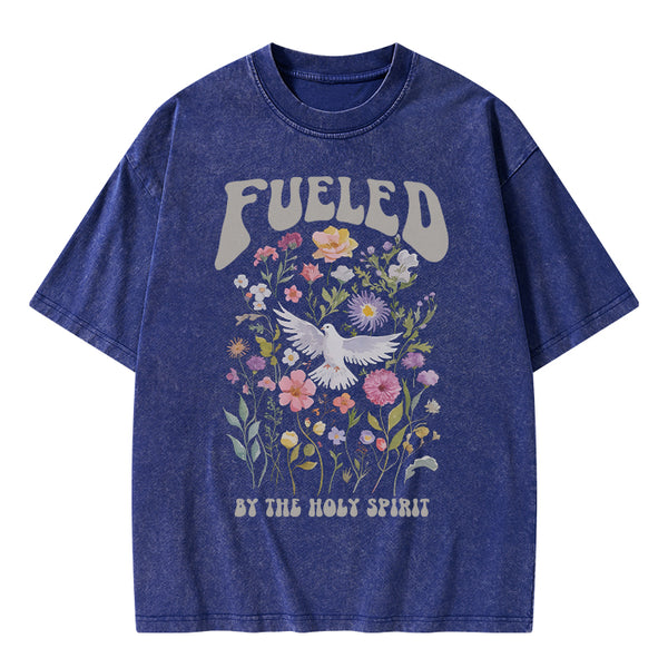 GC-WTSA1670 Fulled By The Holy Spirit Christian Washed T-Shirt