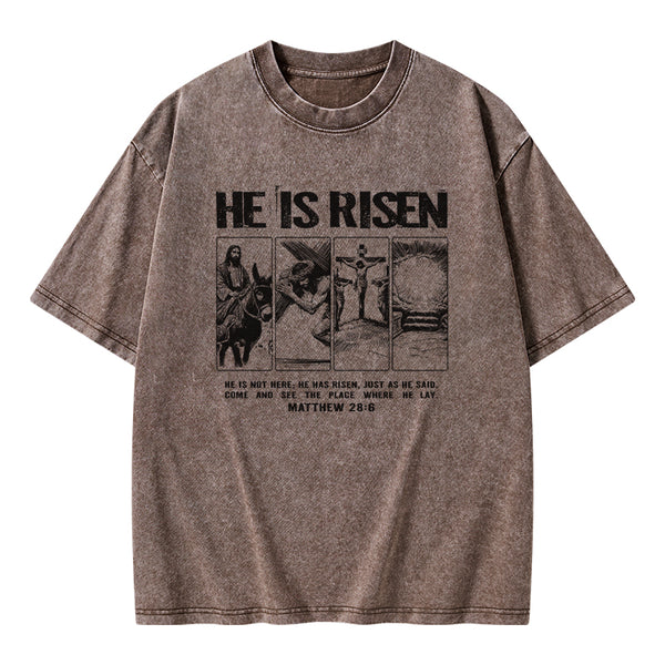 GC-WTSA1722 He Is Risen Christian Washed T-Shirt