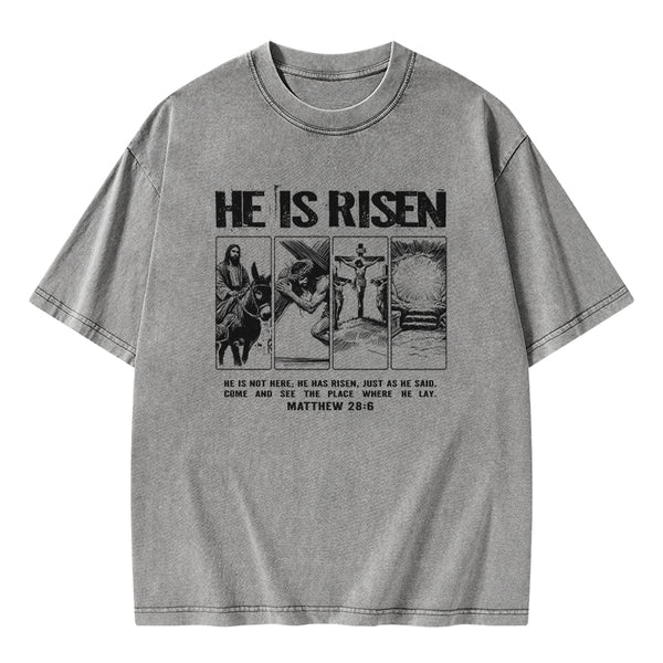 GC-WTSA1722 He Is Risen Christian Washed T-Shirt