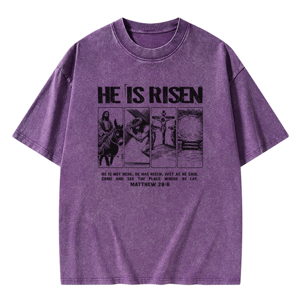 GC-WTSA1722 He Is Risen Christian Washed T-Shirt
