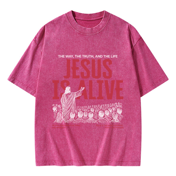 GC-WTSA1723 Jesus Is Alive Christian Washed T-Shirt