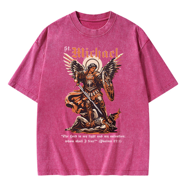 GC-WTSA1725 Saint Michael Archangel Christian Washed T-Shirt