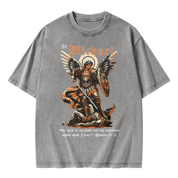 GC-WTSA1725 Saint Michael Archangel Christian Washed T-Shirt