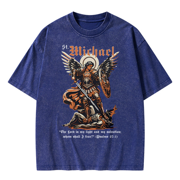 GC-WTSA1725 Saint Michael Archangel Christian Washed T-Shirt