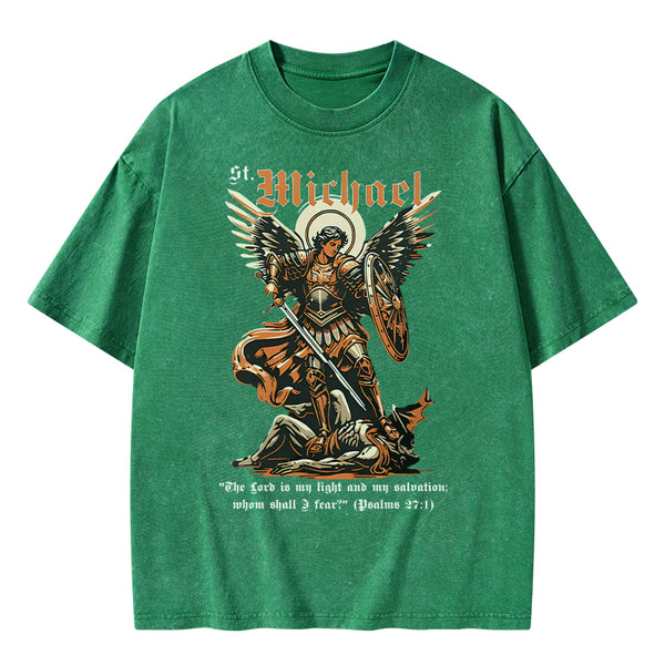 GC-WTSA1725 Saint Michael Archangel Christian Washed T-Shirt