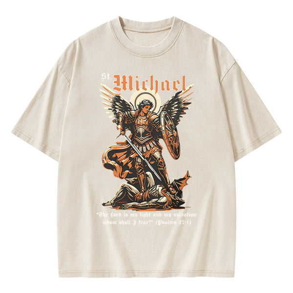 GC-WTSA1725 Saint Michael Archangel Christian Washed T-Shirt