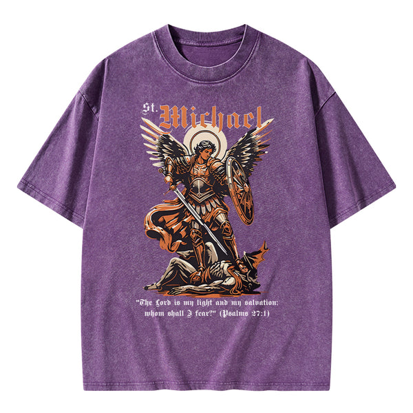 GC-WTSA1725 Saint Michael Archangel Christian Washed T-Shirt