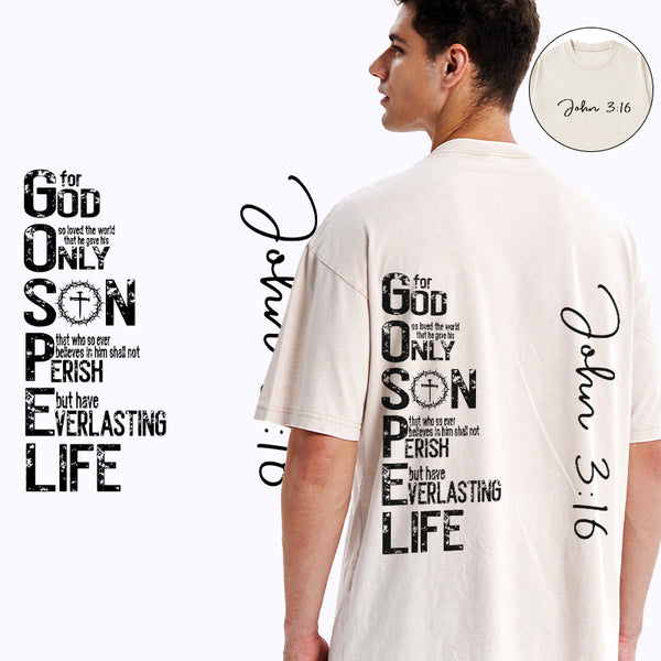 GC-WTSA1741 For God Only Son Christian Washed T-Shirt