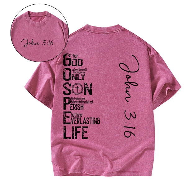GC-WTSA1741 For God Only Son Christian Washed T-Shirt