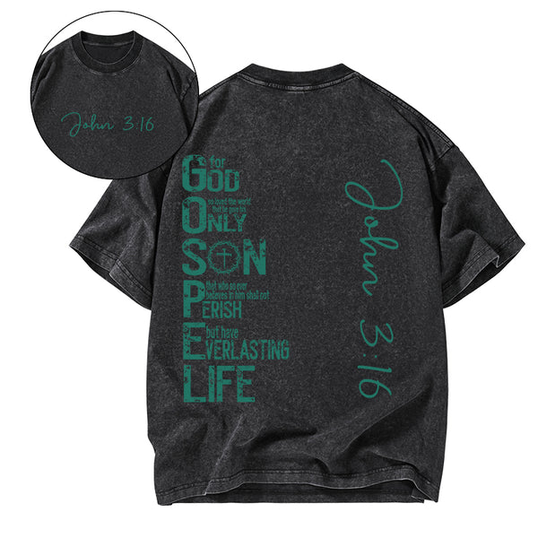 GC-WTSA1741 For God Only Son Christian Washed T-Shirt