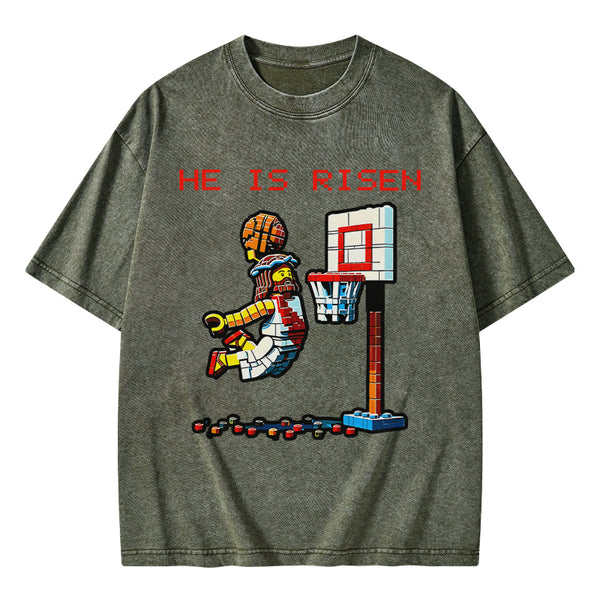 GC-WTSA1776 He Is Risen Christian Washed T-Shirt