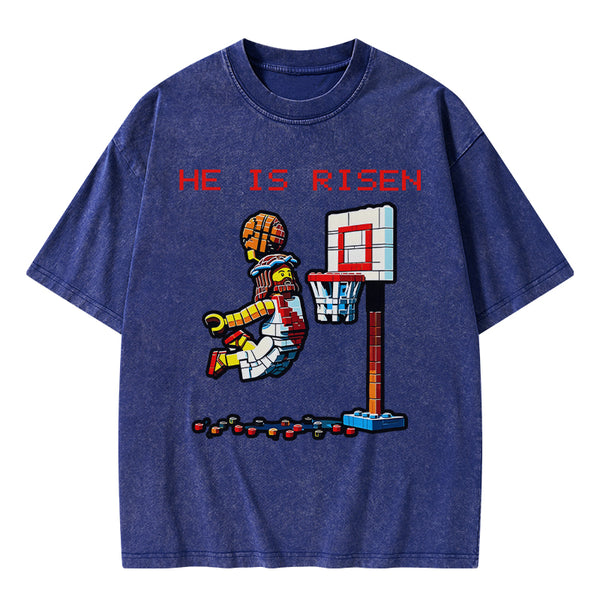 GC-WTSA1776 He Is Risen Christian Washed T-Shirt
