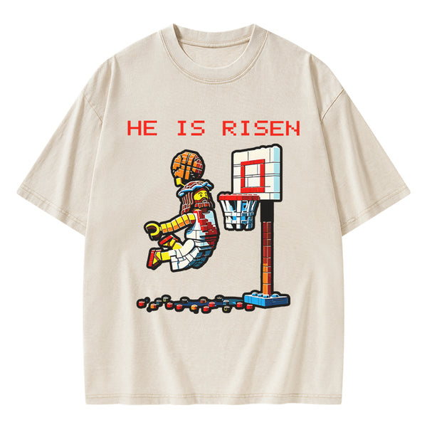GC-WTSA1776 He Is Risen Christian Washed T-Shirt