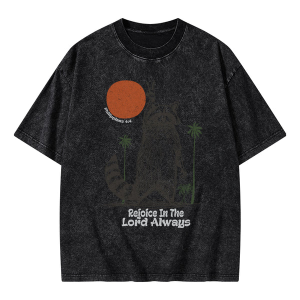 GC-WTSA1810 Rejoice In The Lord Always Christian Washed T-Shirt