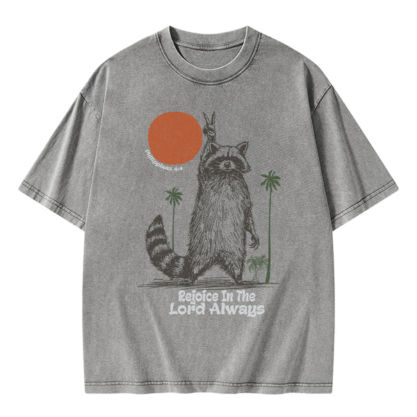 GC-WTSA1810 Rejoice In The Lord Always Christian Washed T-Shirt