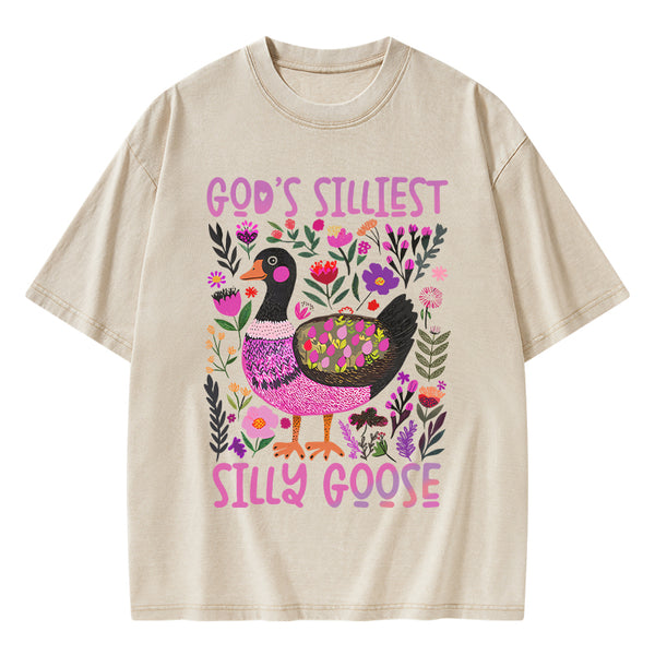 GC-WTSA1811 God's Silliest Goose Christian Washed T-Shirt