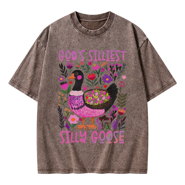 GC-WTSA1811 God's Silliest Goose Christian Washed T-Shirt