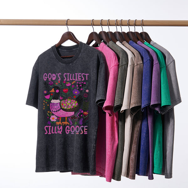 GC-WTSA1811 God's Silliest Goose Christian Washed T-Shirt