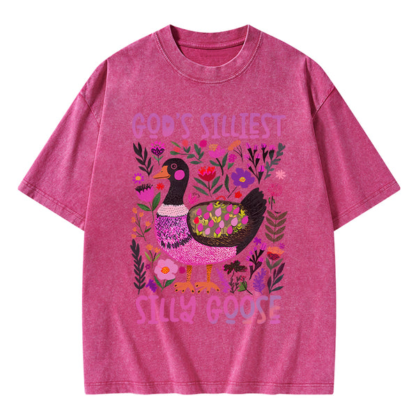 GC-WTSA1811 God's Silliest Goose Christian Washed T-Shirt