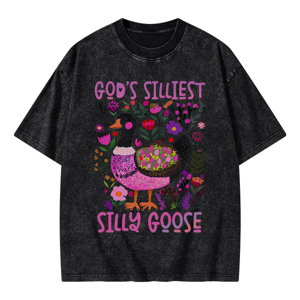 GC-WTSA1811 God's Silliest Goose Christian Washed T-Shirt