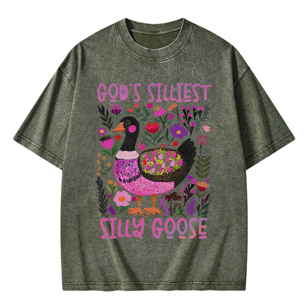 GC-WTSA1811 God's Silliest Goose Christian Washed T-Shirt