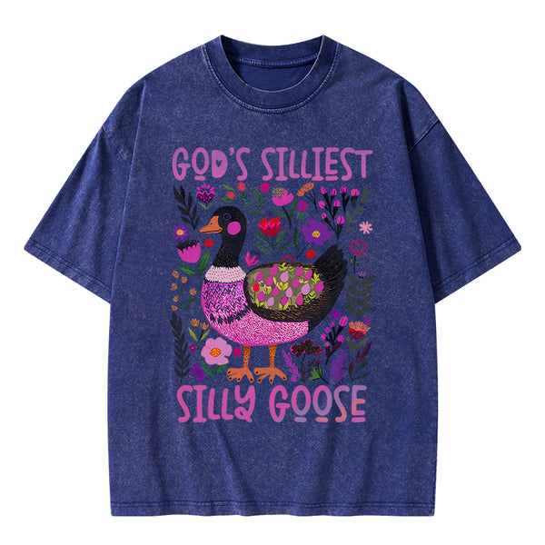 GC-WTSA1811 God's Silliest Goose Christian Washed T-Shirt