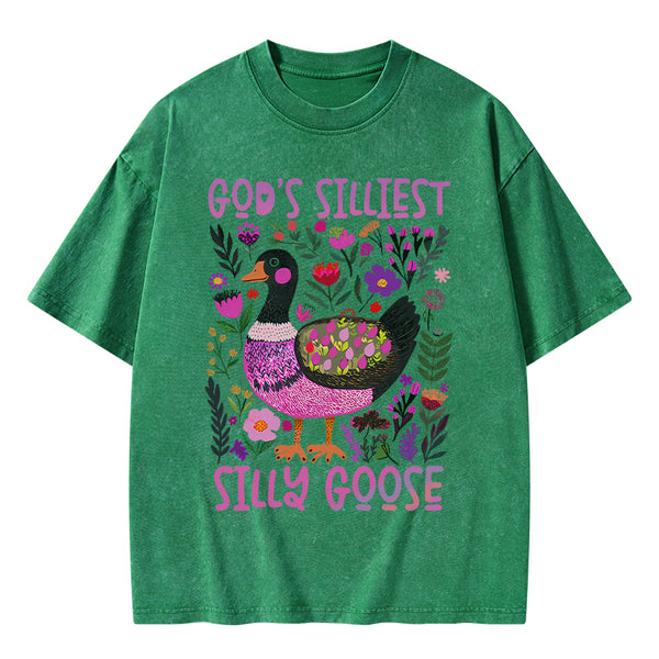 GC-WTSA1811 God's Silliest Goose Christian Washed T-Shirt
