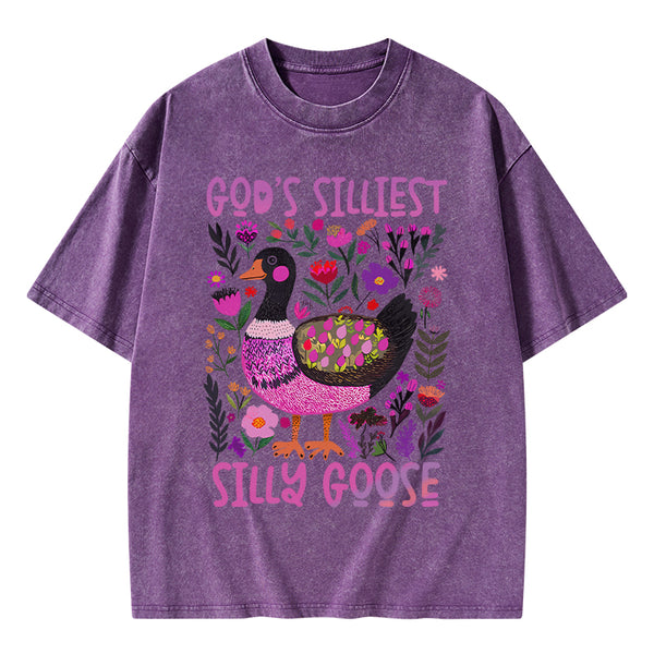 GC-WTSA1811 God's Silliest Goose Christian Washed T-Shirt