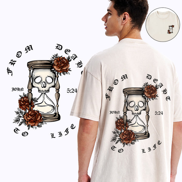 GC-WTSA1821 From Death To Life Christian Washed T-Shirt