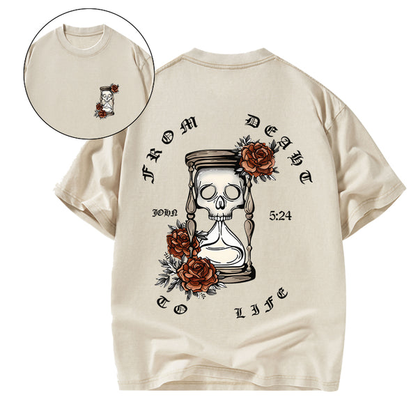 GC-WTSA1821 From Death To Life Christian Washed T-Shirt