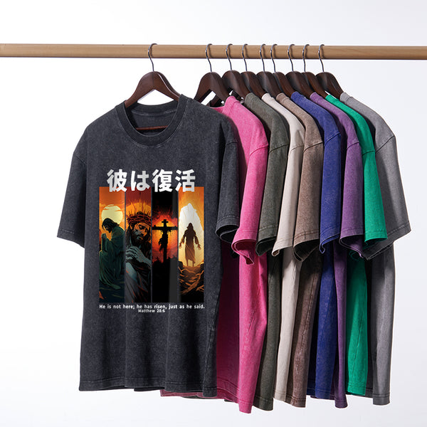 He Is Not Here He Has Risen Christian Washed T-Shirt