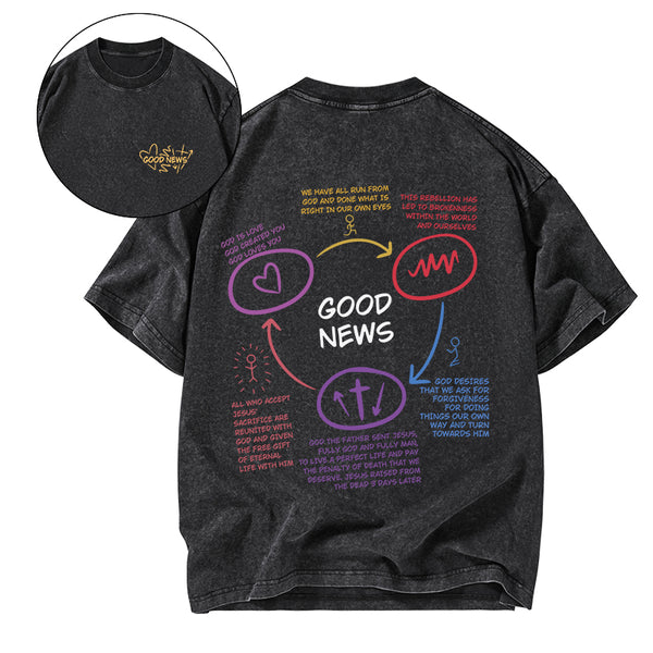 GC-WTSA1837 Good News Christian Washed T-Shirt