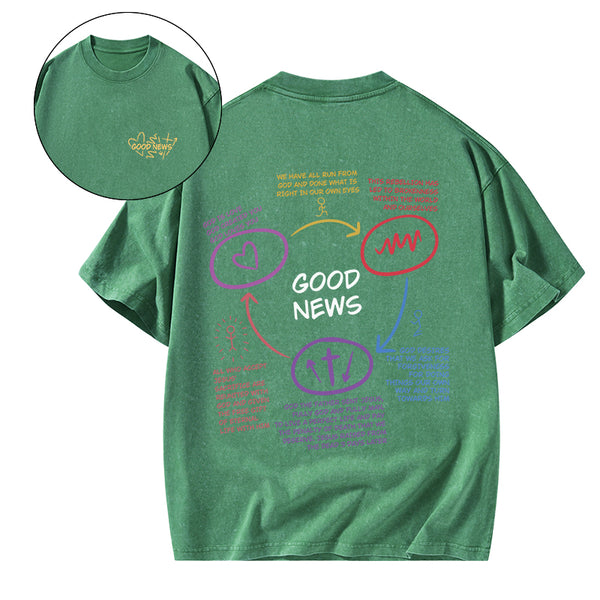 GC-WTSA1837 Good News Christian Washed T-Shirt