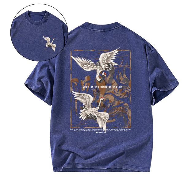 Look At The Birds Of The Air Christian Washed T-Shirt