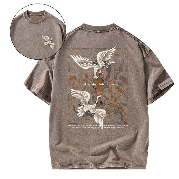 Look At The Birds Of The Air Christian Washed T-Shirt