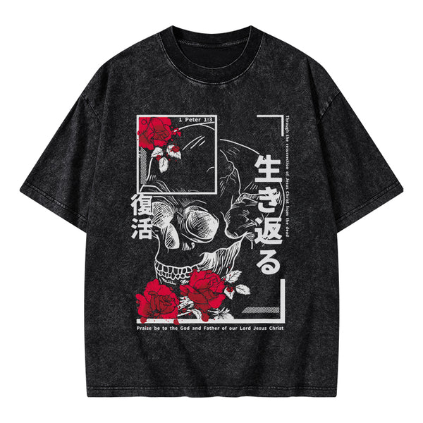 GC-WTSA1843 Through The Eesurrection Of Jesus Christ From The Dead Christian Washed T-Shirt