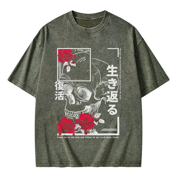 GC-WTSA1843 Through The Eesurrection Of Jesus Christ From The Dead Christian Washed T-Shirt