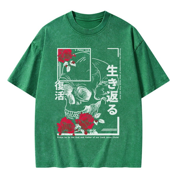 GC-WTSA1843 Through The Eesurrection Of Jesus Christ From The Dead Christian Washed T-Shirt