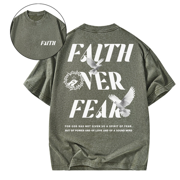 Faith Over Fear Christian Washed T-Shirt