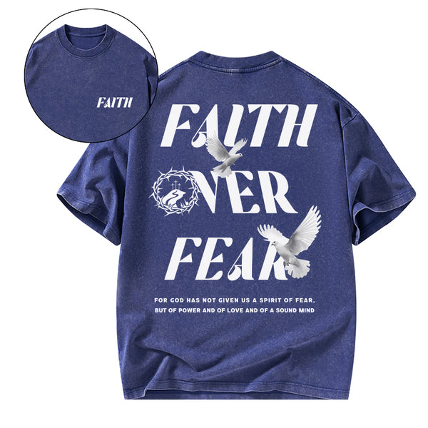 Faith Over Fear Christian Washed T-Shirt