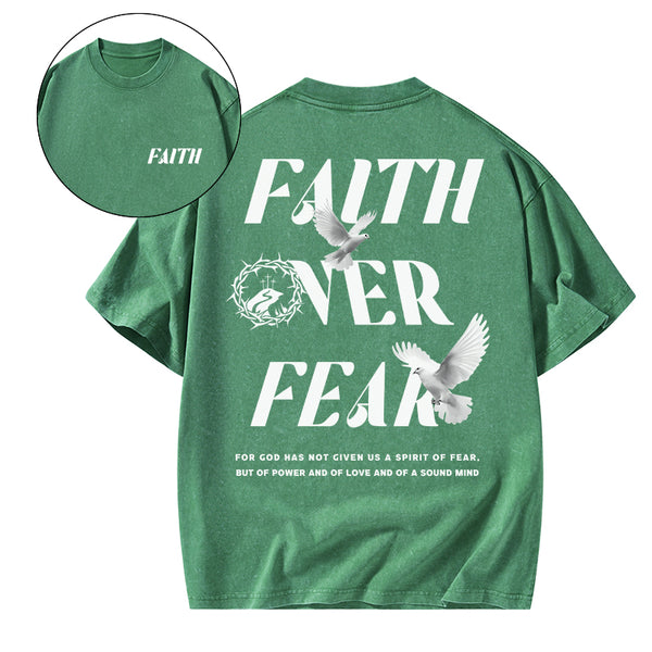 Faith Over Fear Christian Washed T-Shirt