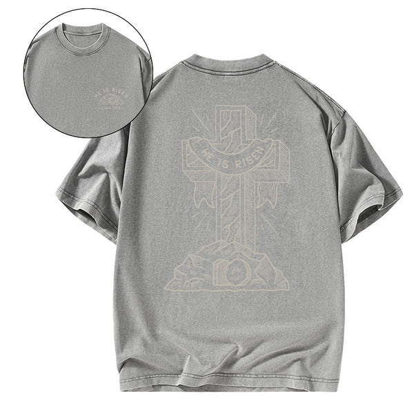 He Is Risen Christian Washed T-Shirt